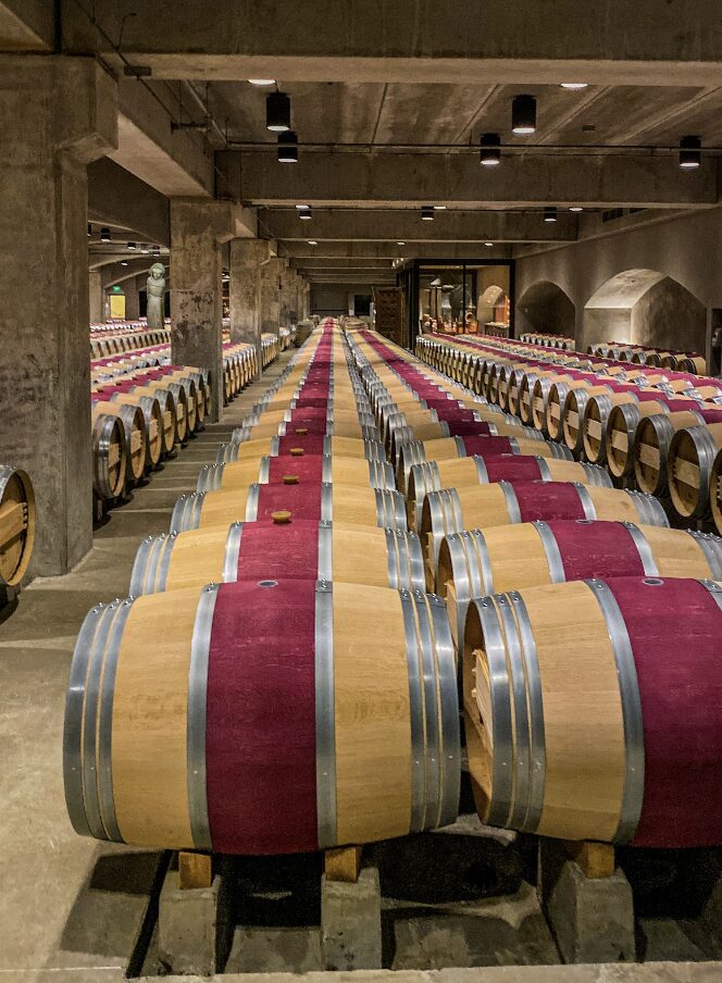 napa valley wine cellar barrels